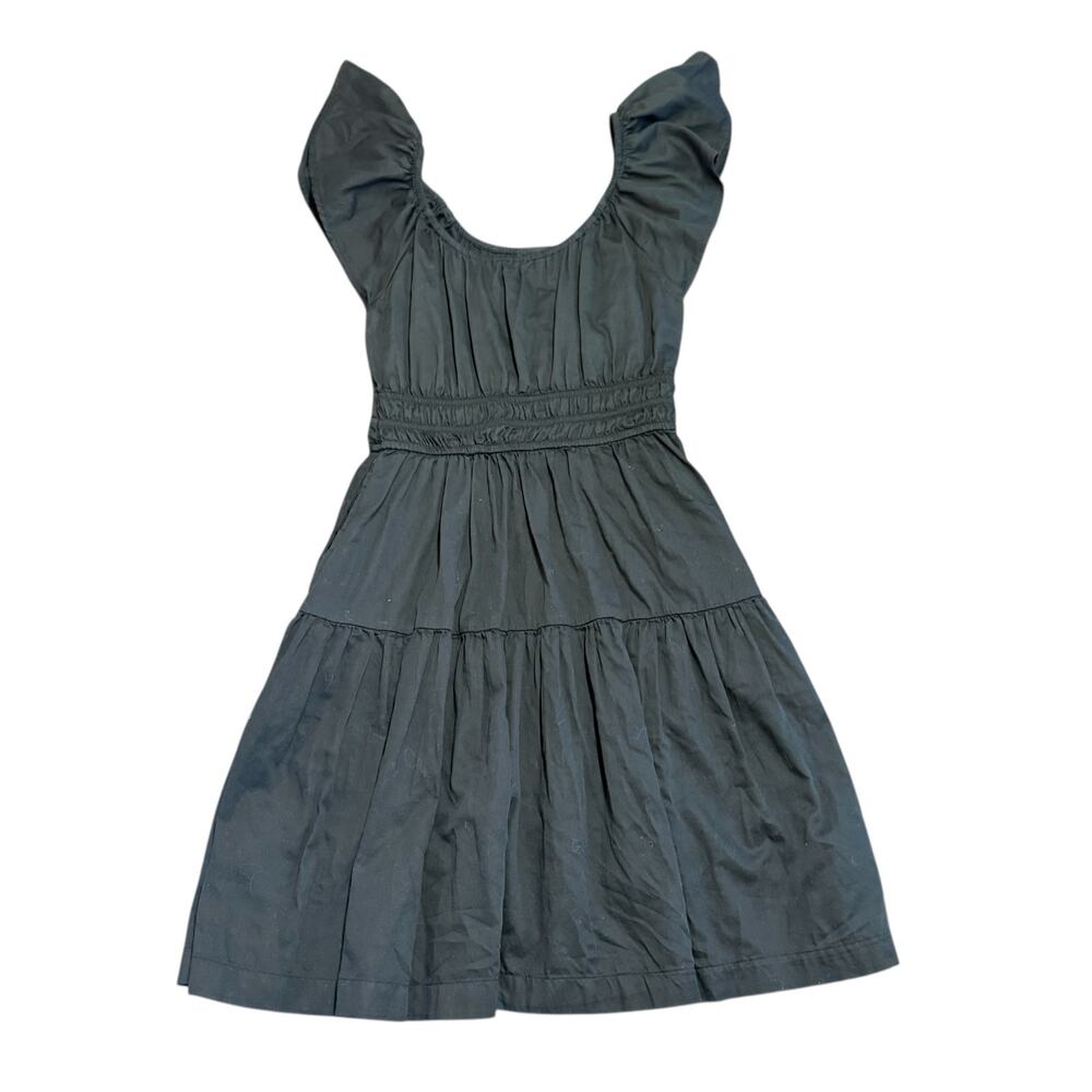 Gap Women’s black dress, cotton, flutter sleeve, smoked waist, xxs ttp